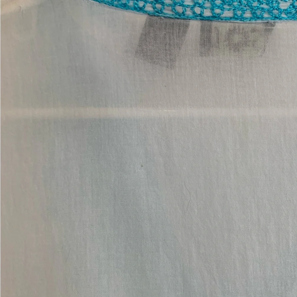 SOL India Gauze Turquoise Embroidery Coverup Tunic Large